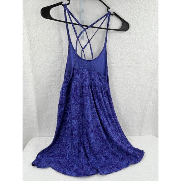 Op Blue Spaghetti Straps CrissCross Back Patterned Sundress Small - Picture 3 of 7